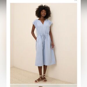 Pact Coastal Double Gauze Tie Waist Midi Dress